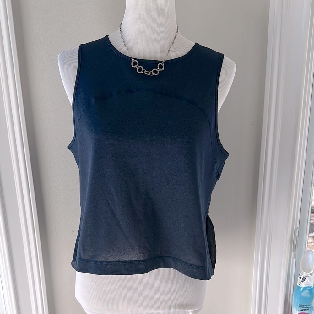 Super Cute Navy Sweaty Betty Cropped Mesh Tank, UK14, US 8-10, NWOT